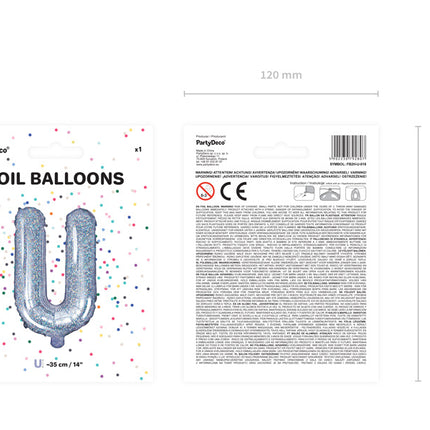 Folienballon Buchstabe U Holographisch Leer 35cm