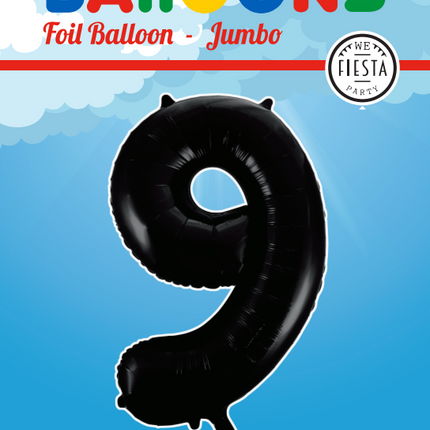 Folienballon Figur 9 Schwarz XL 86cm leer