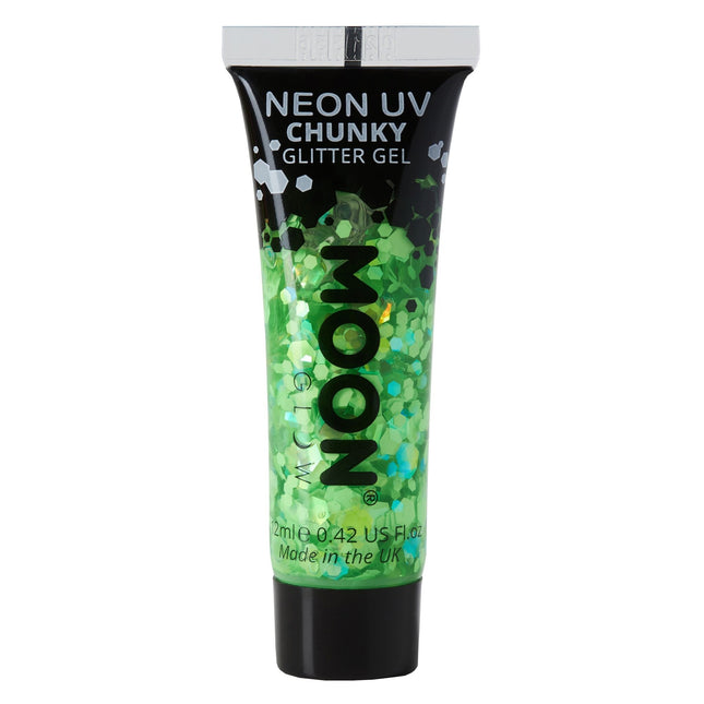 Moon Glow Neon UV Chunky Glitter Gel Grün 12ml