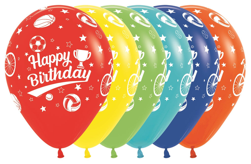 Luftballons Happy Birthday Sport 30cm 25 Stk.