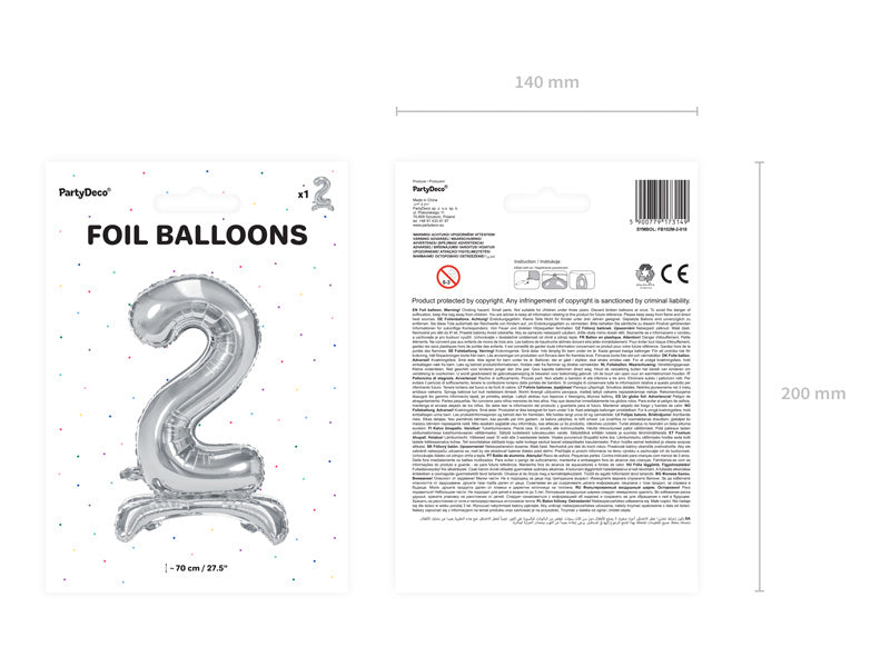 Folienballon Figur 2 Silber Standard Leer 70cm