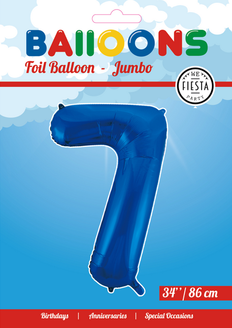 Folienballon Figur 7 Blau XL 86cm leer