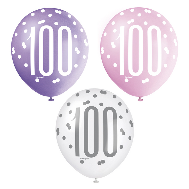 Ballons 100 Jahre Dots 30cm 6Stk