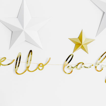 Geburtsgirlande Hello Baby Gold 70cm