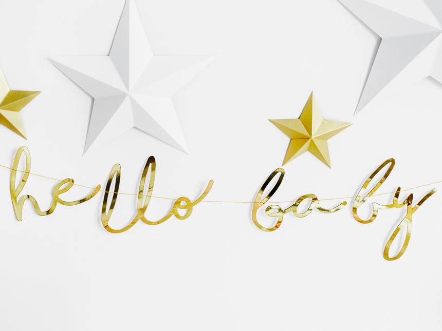 Geburtsgirlande Hello Baby Gold 70cm