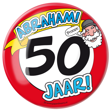 Button 50 Jahre Abraham Road Schild 10,2cm