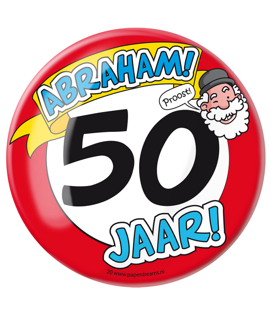 Button 50 Jahre Abraham Road Schild 10,2cm