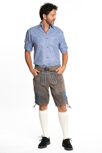 Lederhose Leder Short Shade Blau und Gürtel