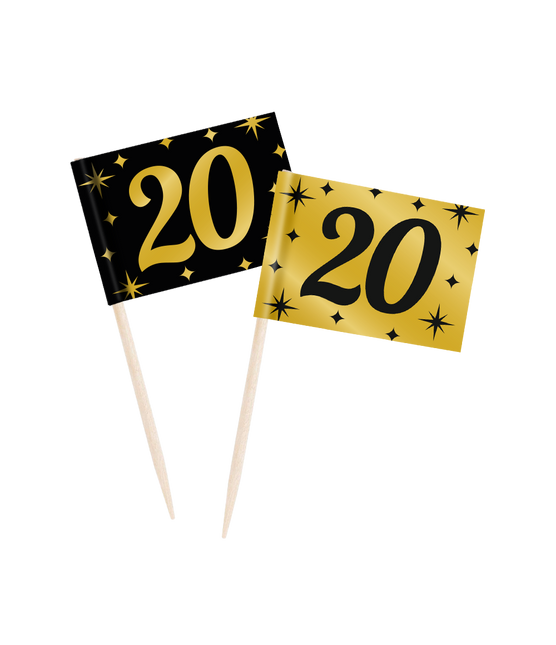 Gold Schwarz Cocktail Picks 20 Jahre 6,5cm