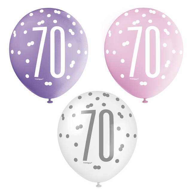 Ballons 70 Jahre Dots 30cm 6Stk