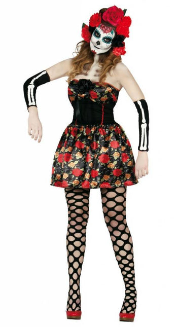 Halloween Kostüm Damen Kleid Skelett Day Of The Dead