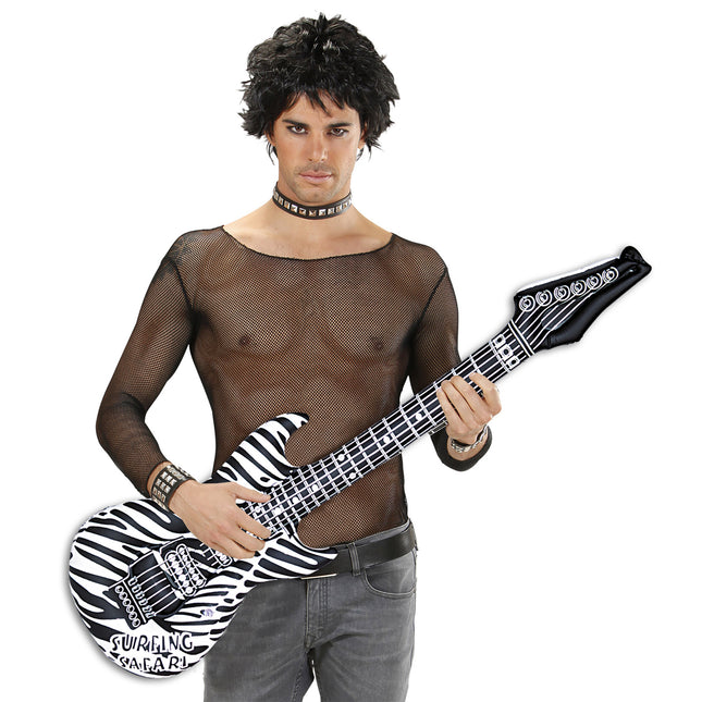 Zebra Fake Gitarre Schwarz Weiß Aufblasbar 1,05m