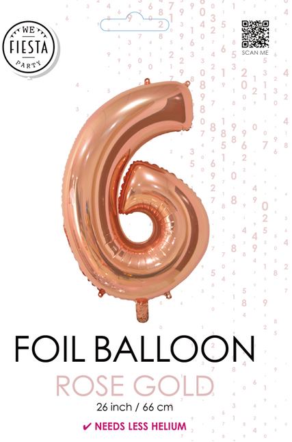 Folienballon Figur 6 Rose Gold 66cm