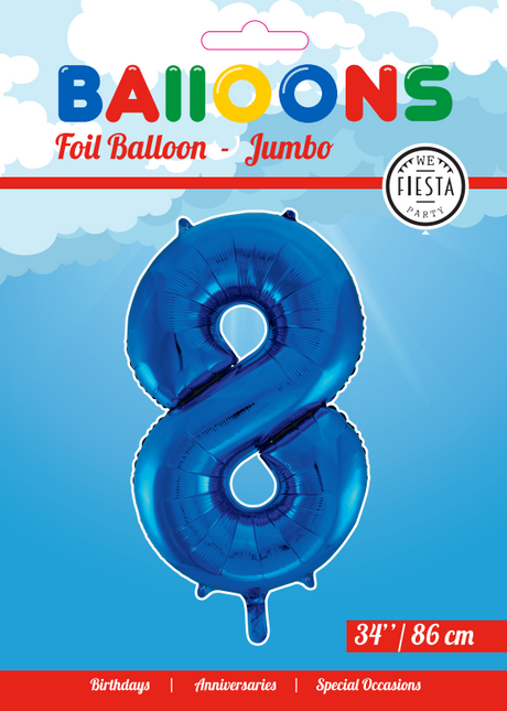 Folienballon Figur 8 Blau XL 86cm leer