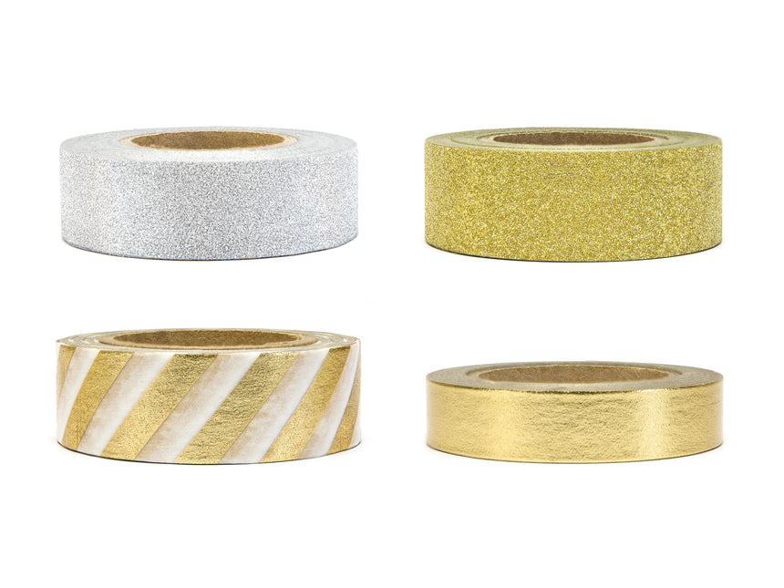 Washi Tape Gold Weiß 10m 4Stk