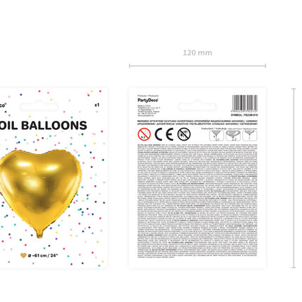 Helium Ballon Herz Gold Leer 61cm