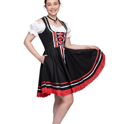 Oktoberfest Dirndl Kleid Oktoberfest Schwarz Rot Damen 2 Stück