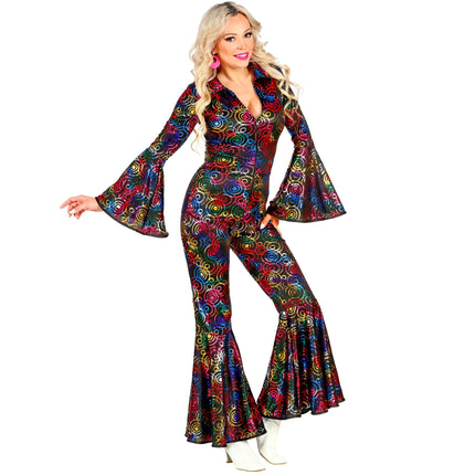 Disco 70S Jumpsuit Bunte Kreise für Damen