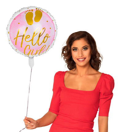 Geburt Heliumballon Hello Girl! Leer 45cm