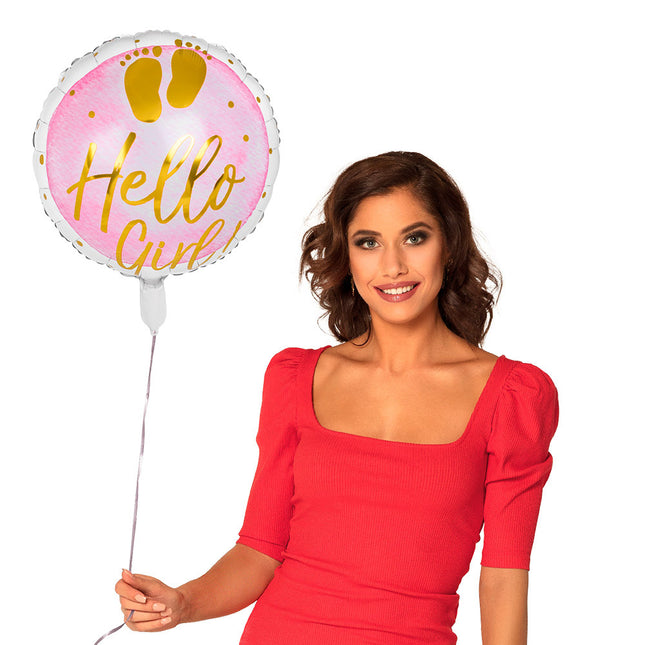 Geburt Heliumballon Hello Girl! Leer 45cm