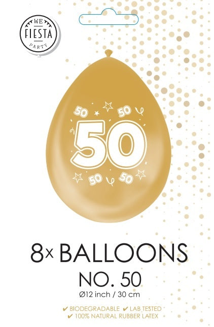 Goldene Ballons 50 Jahre Metallisch Doppelseitig 30cm 8Stück