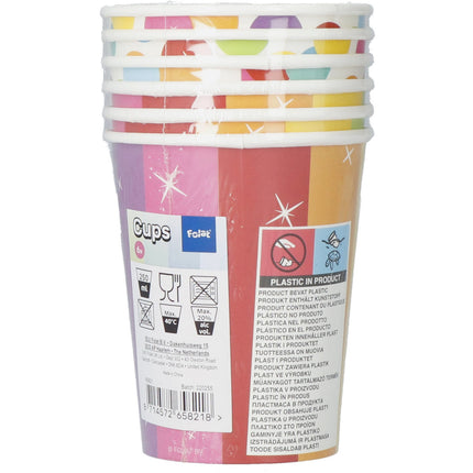 Happy Birthday Becher Regenbogen Konfetti 250ml 6 Stück