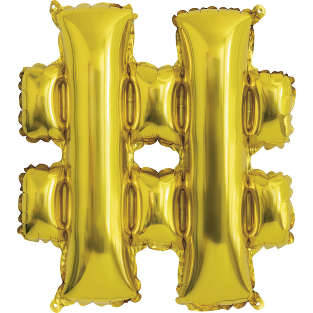 Folienballon Hashtag Gold Leer 15.2cm