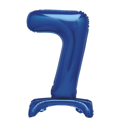 Blauer Figurenballon 7 Jahre mit Standard 76cm