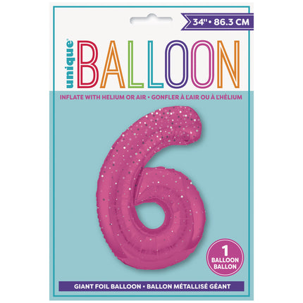 6 Jahre Figur Ballon Pink Dots 86cm