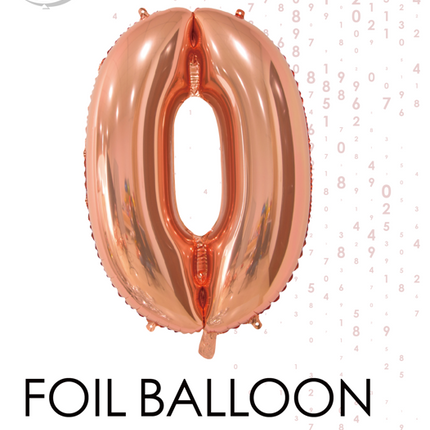 Folienballon Figur 0 Rose Gold 66cm