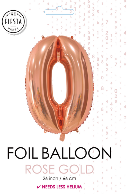 Folienballon Figur 0 Rose Gold 66cm