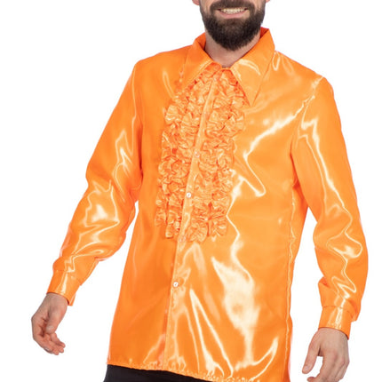 Disco Bluse Rüschen Orange