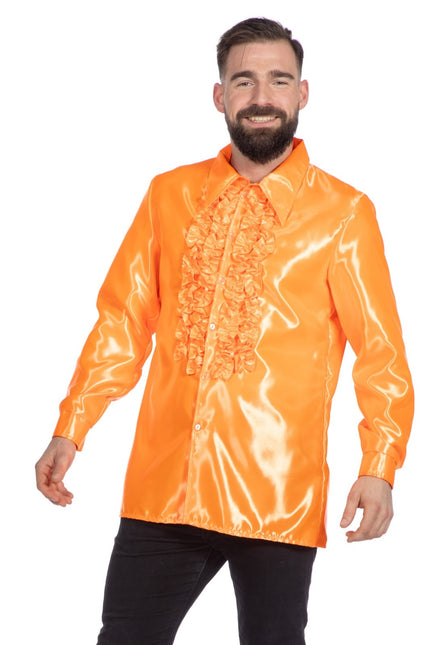 Disco Bluse Rüschen Orange