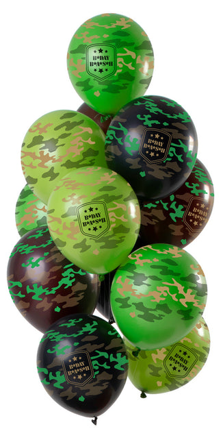 Alles Gute zum Geburtstag Ballons Army Print 30cm 12Stück