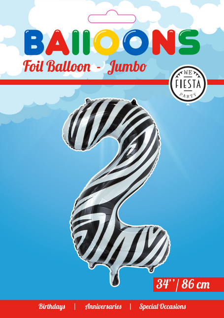 Folienballon Figur 2 Zebra XL 86cm leer