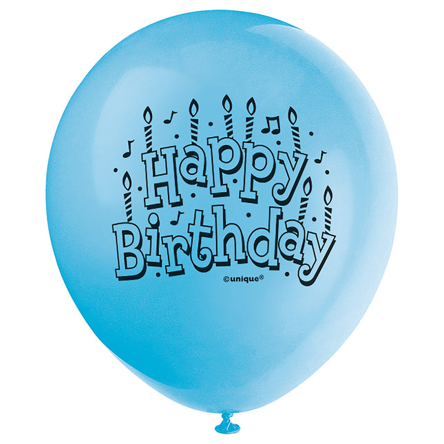 Happy Birthday Ballons Blau 23cm 15Stk