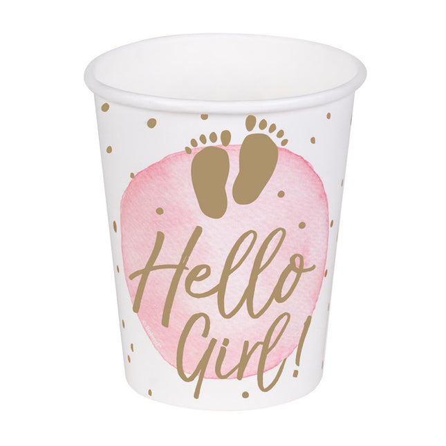 Geburtsbecher Hello Girl Papier 210ml 10 Stk.