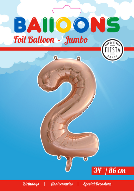 Folienballon Figur 2 Rose Gold XL 86cm leer