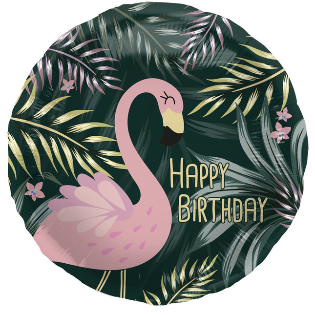 Heliumballon Happy Birthday Flamingo Leer 45cm