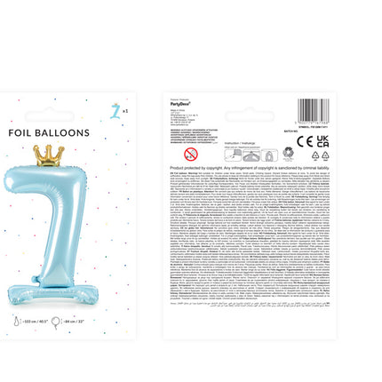 Folienballon Figur 7 Hellblau Standard Leer 84cm