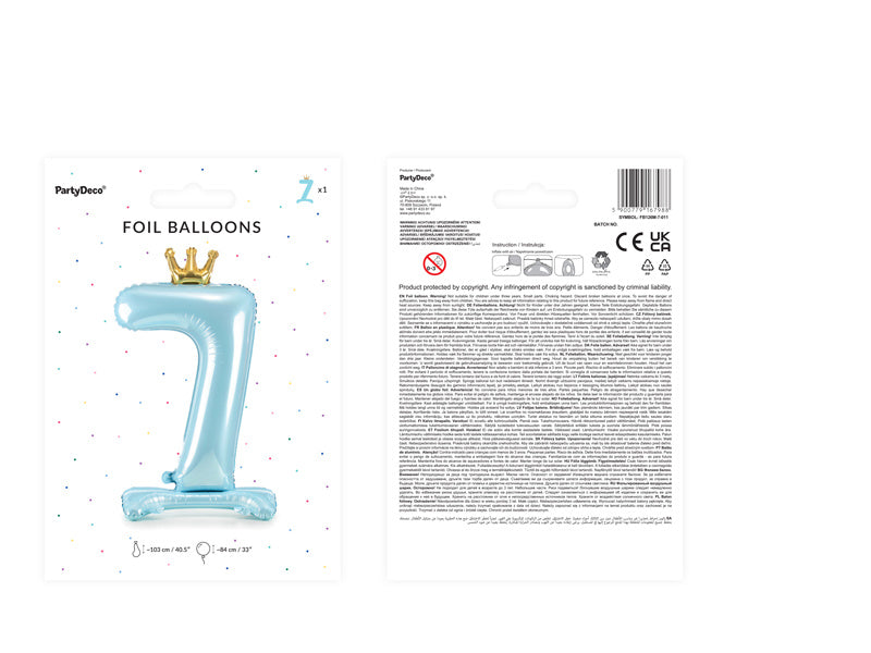 Folienballon Figur 7 Hellblau Standard Leer 84cm