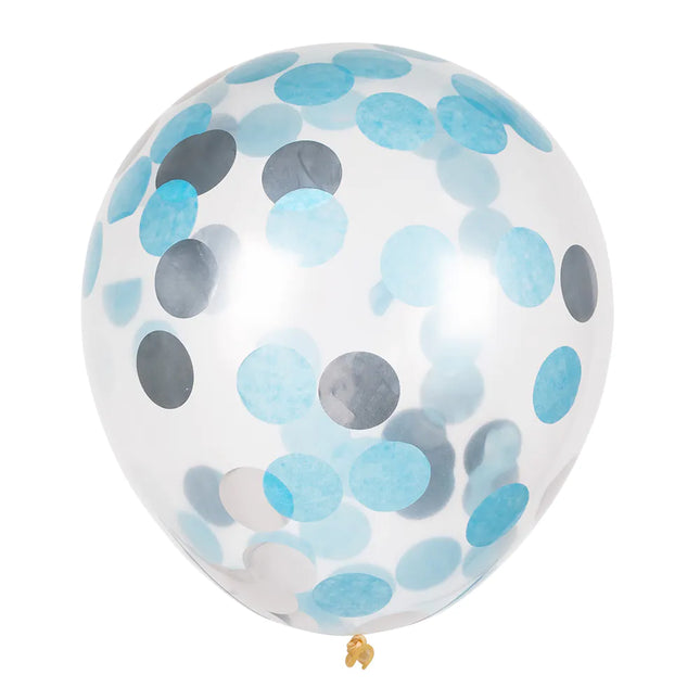 Blau Silber Konfetti Ballons 30cm 5Stk