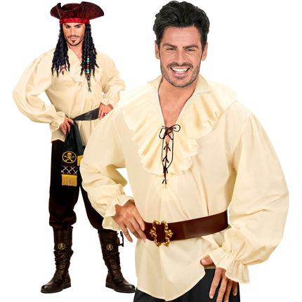 Beige Bluse Herren Piraten/Renaissance