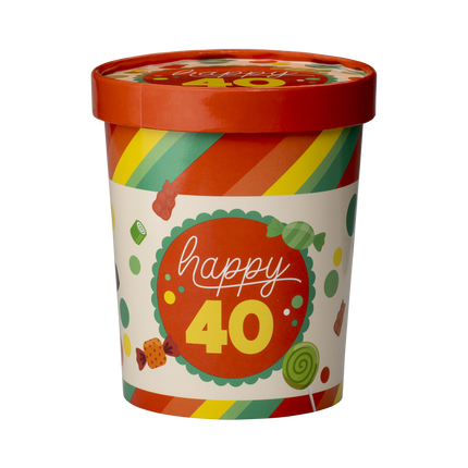 Buntes Bonbon-Tablett 40 Jahre 12cm