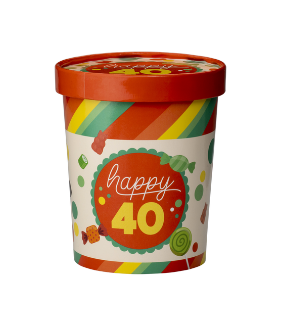 Buntes Bonbon-Tablett 40 Jahre 12cm