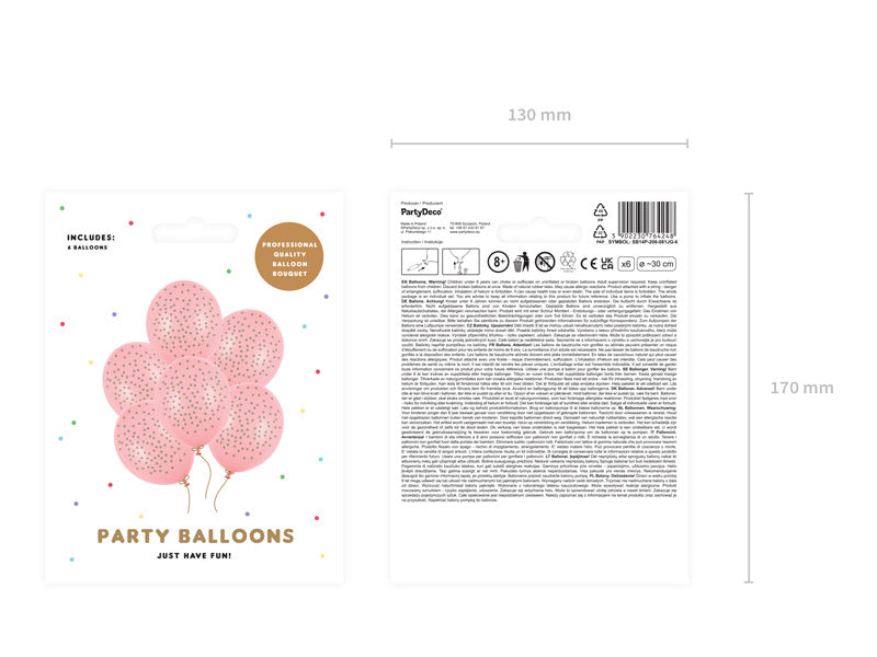 Rosa Luftballons Gold Dots 30cm 6 Stk.