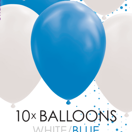 Weiße blaue Ballons 30cm 10Stück