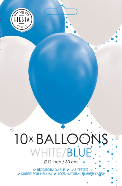 Weiße blaue Ballons 30cm 10Stück