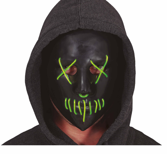 Grüne schwarze Halloween Maske mit Licht