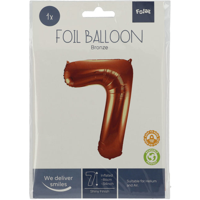 Folienballon Figur 7 Bronze XL 86cm leer